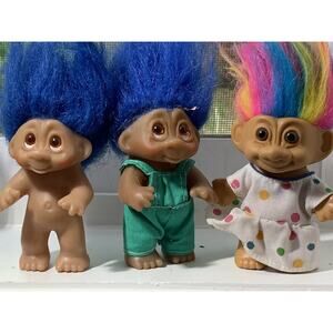 Vintage DAM Russ troll 1980’s Rainbow Hair Dress Overalls Doll Unisex Set 3
